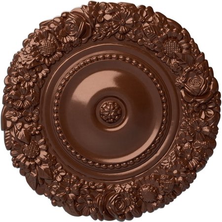 EKENA MILLWORK Marseille Ceiling Medallion (Fits Canopies up to 7 3/8"), Hand-Painted Copper Penny, 21"OD x 2"P CM21MACPS